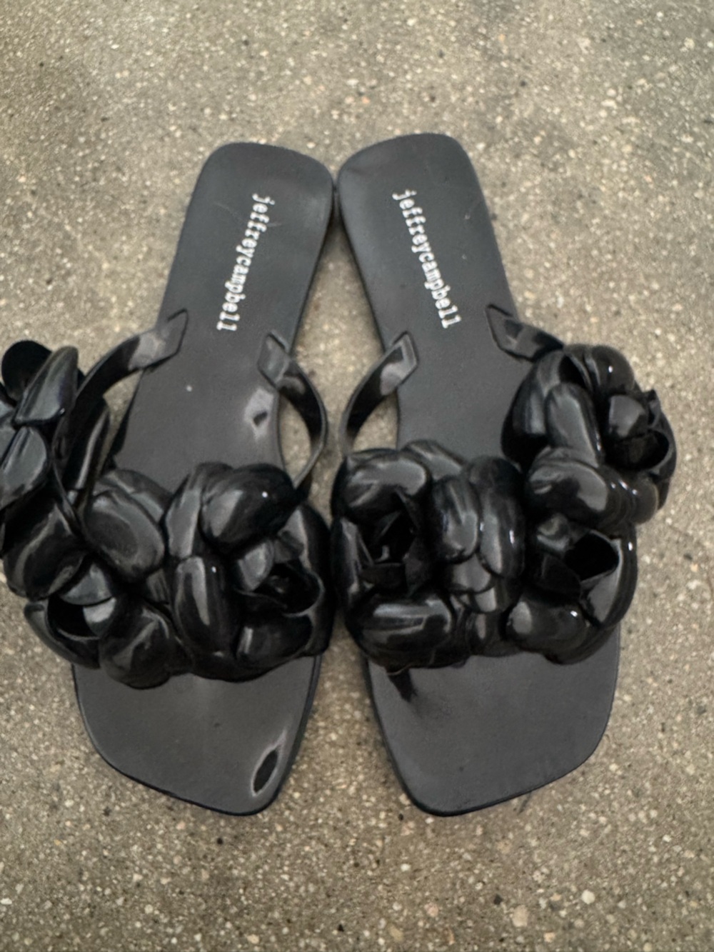 Jeffrey Campbell Black Floral Jelly Slide Sandals